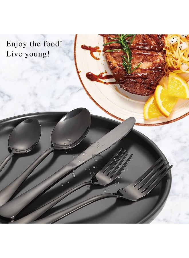 Scent Time Spoons and Forks Set, Set of 30 Top Food Grade Stainless Steel Forks and Spoons Silverware Set, Kitchen Utensils Forks (8 Inch) and Spoons (6.69 Inch) Cutlery Set, Mirror Finish & Dishwasher Safe - Image 2
